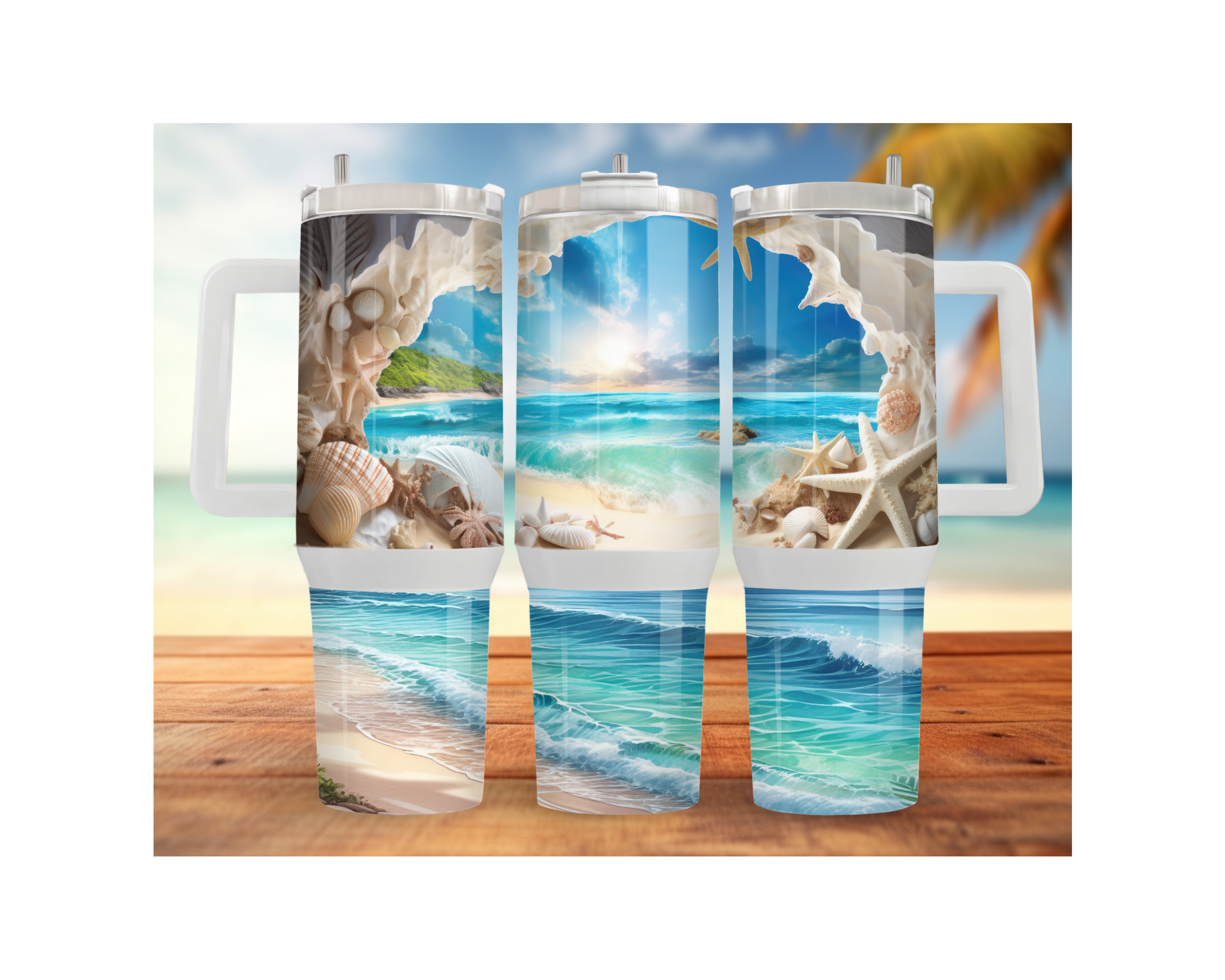 30- and 40-ounce Beachy Bliss Stainless Steel Tumbler.  Multiple Sizes and Images Available.