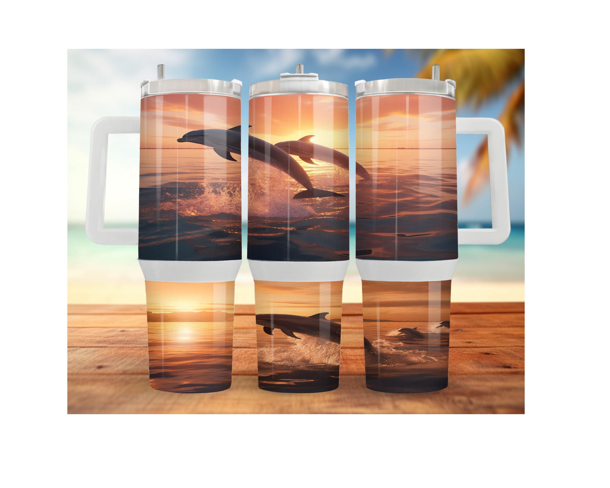 30- and 40-ounce Dolphin Stainless Steel Tumblers. Sip happy with a splash of ocean magic. Multiple Sizes and Images Available.