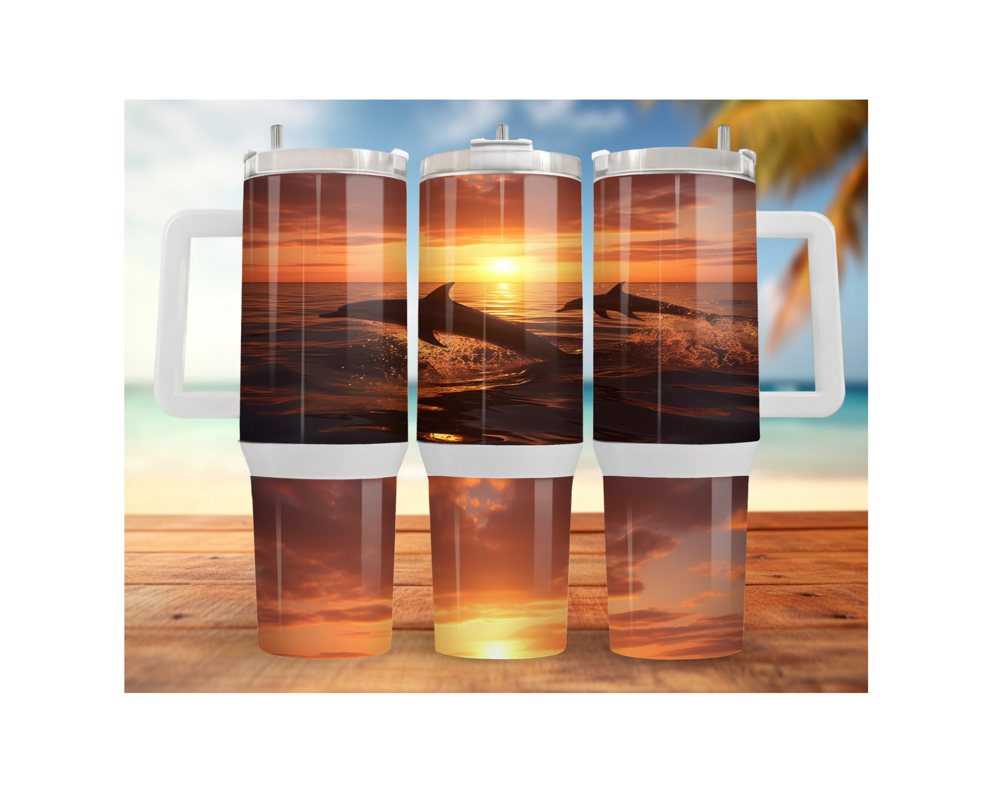 30- and 40-ounce Dolphin Stainless Steel Tumblers. Sip happy with a splash of ocean magic. Multiple Sizes and Images Available.