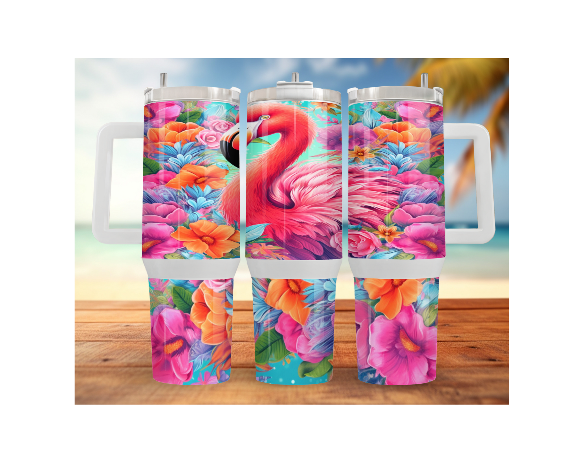 30 and 40 oz Pink Paradise Whimsy, Flamingo Stainless-Steel Tumblers. Multiple Sizes and Images Available.