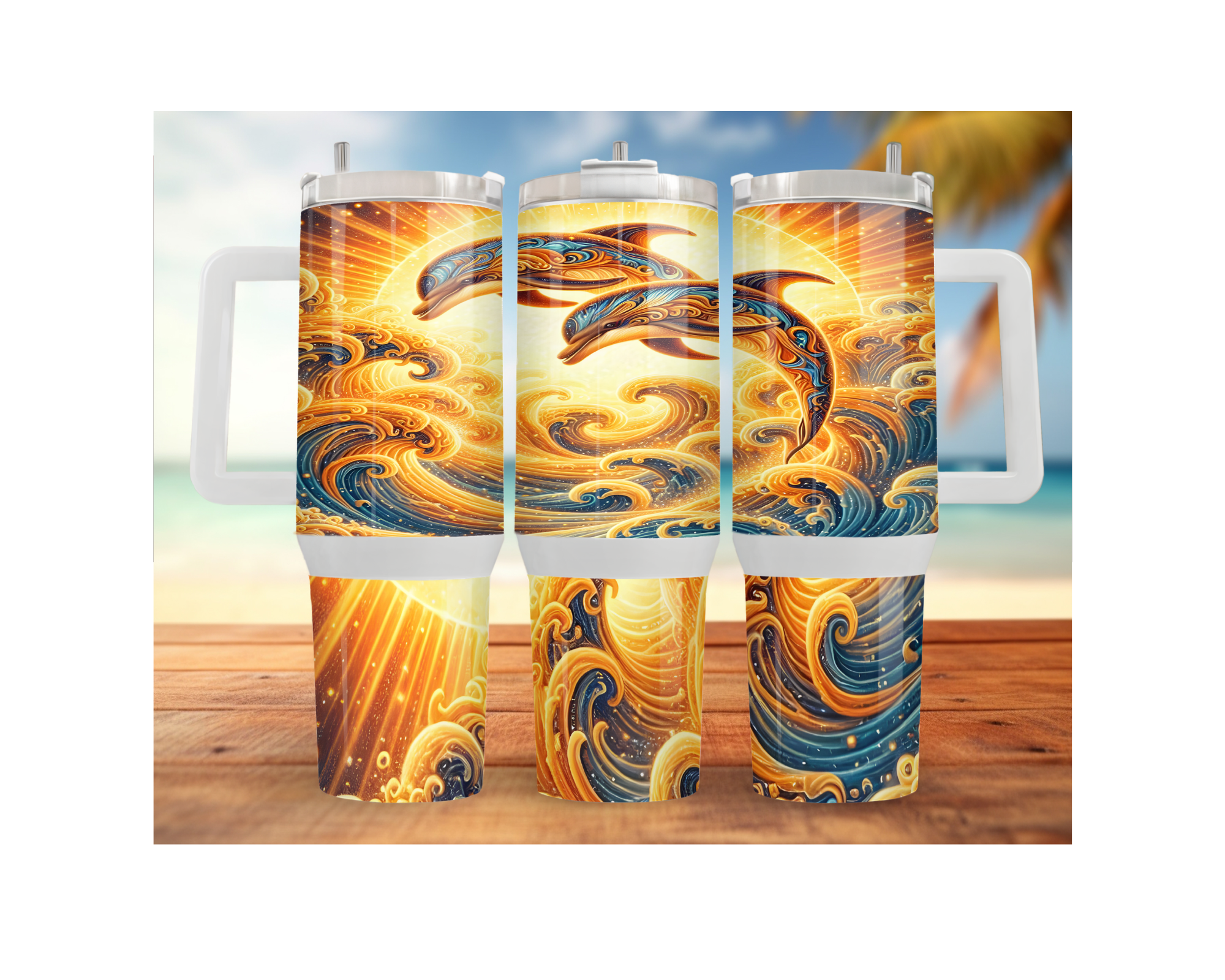 30- and 40-ounce Dolphin Stainless Steel Tumblers. Sip happy with a splash of ocean magic. Multiple Sizes and Images Available.
