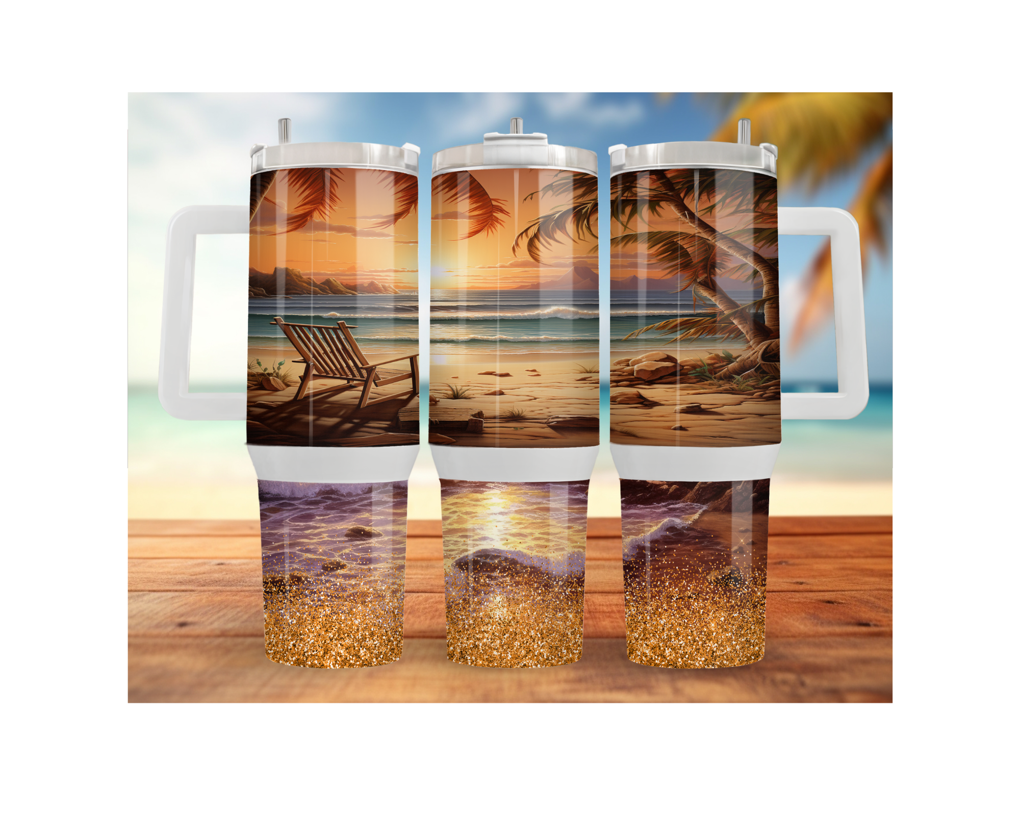 30- and 40-ounce Beachy Bliss Stainless Steel Tumbler.  Multiple Sizes and Images Available.