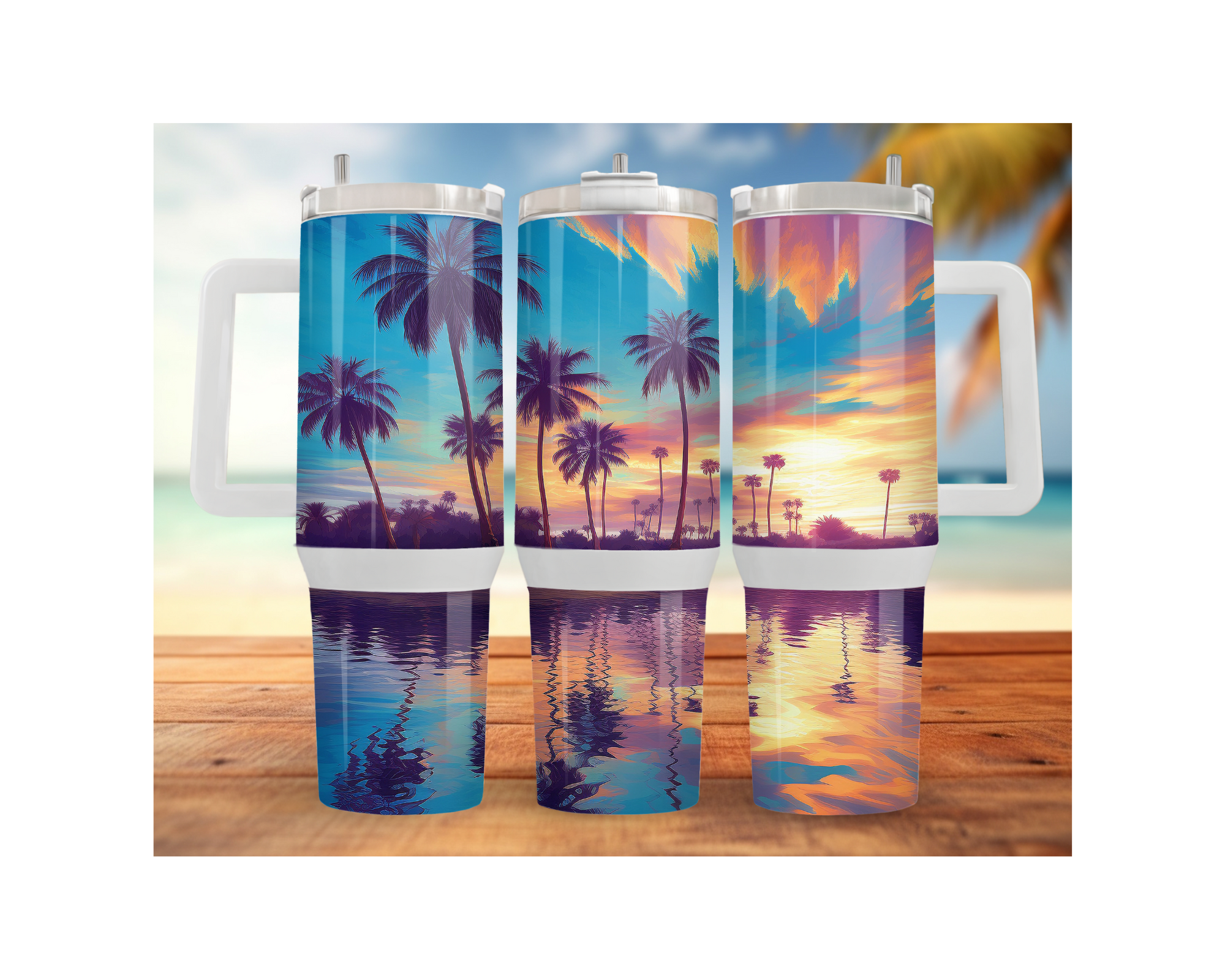 30- and 40-ounce Beachy Bliss Stainless Steel Tumbler.  Multiple Sizes and Images Available.