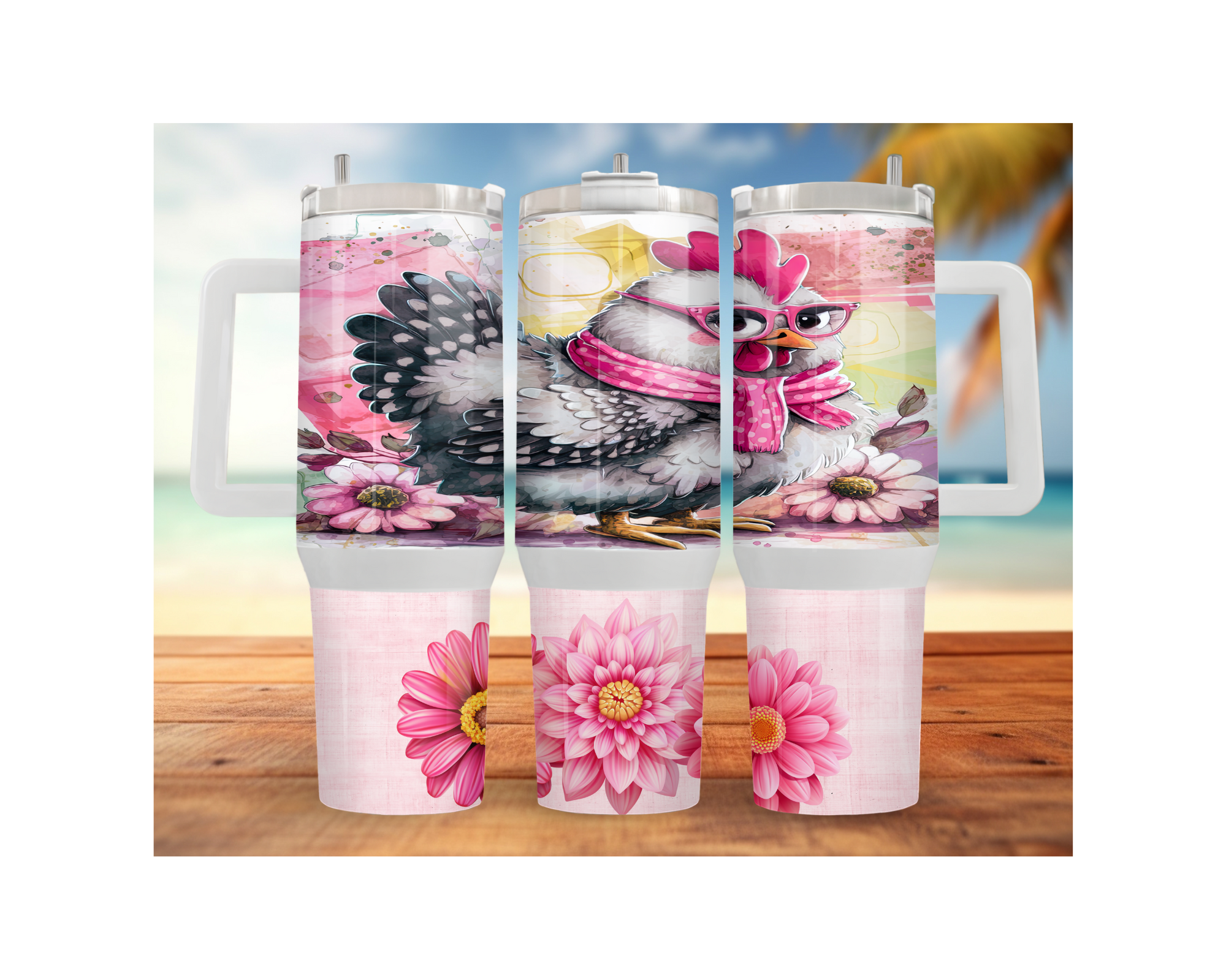 30- and 40-ounce Happy Hen Chicken Stainless Steel Tumblers. Multiple Sizes and Images Available.