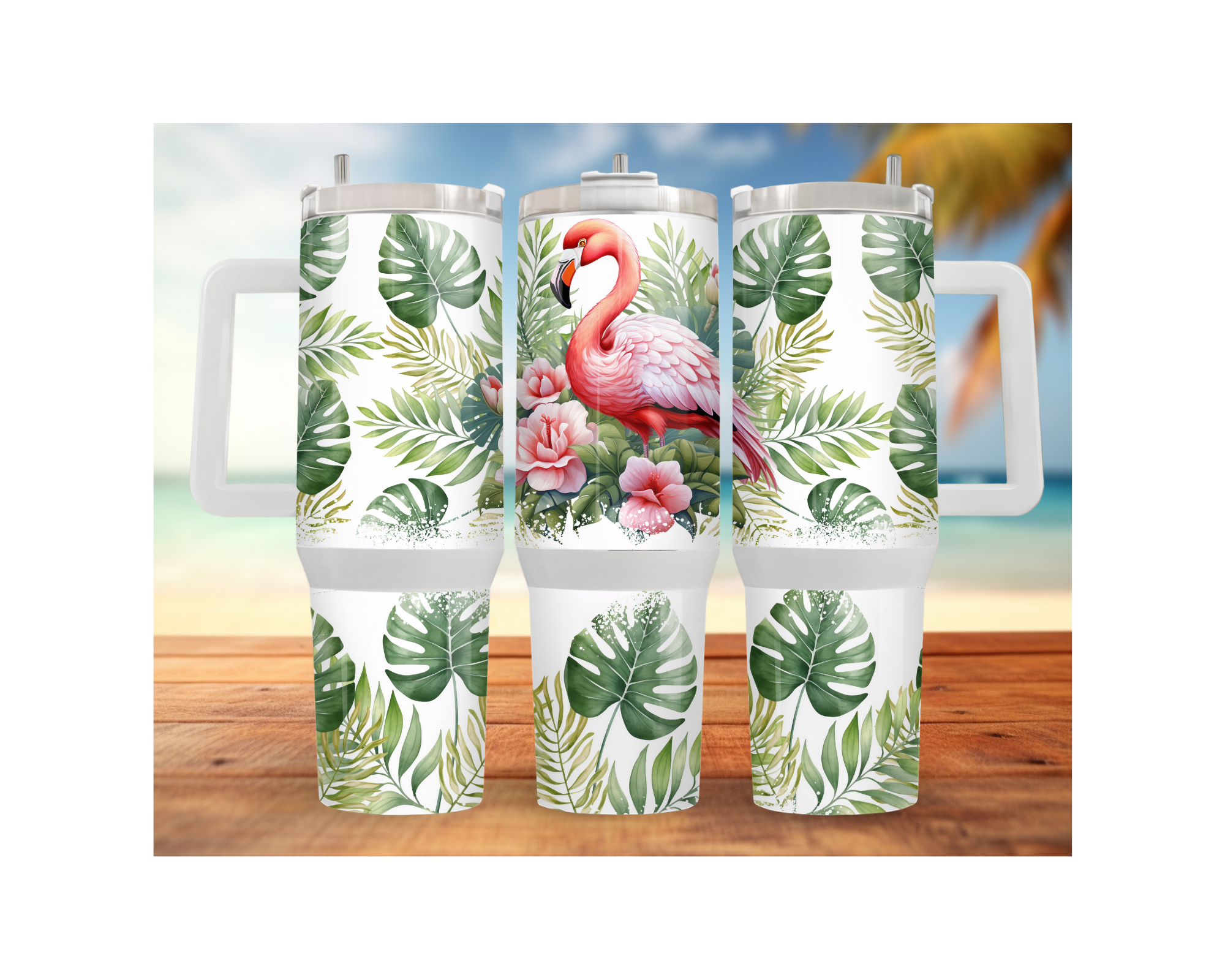 30 and 40 oz Pink Paradise Whimsy, Flamingo Stainless-Steel Tumblers. Multiple Sizes and Images Available.