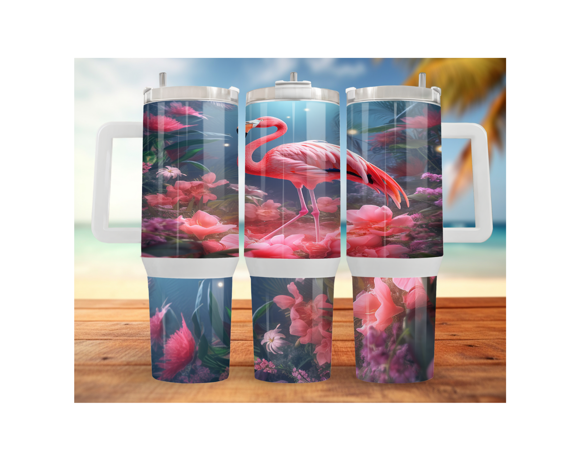 30 and 40 oz Pink Paradise Whimsy, Flamingo Stainless-Steel Tumblers. Multiple Sizes and Images Available.