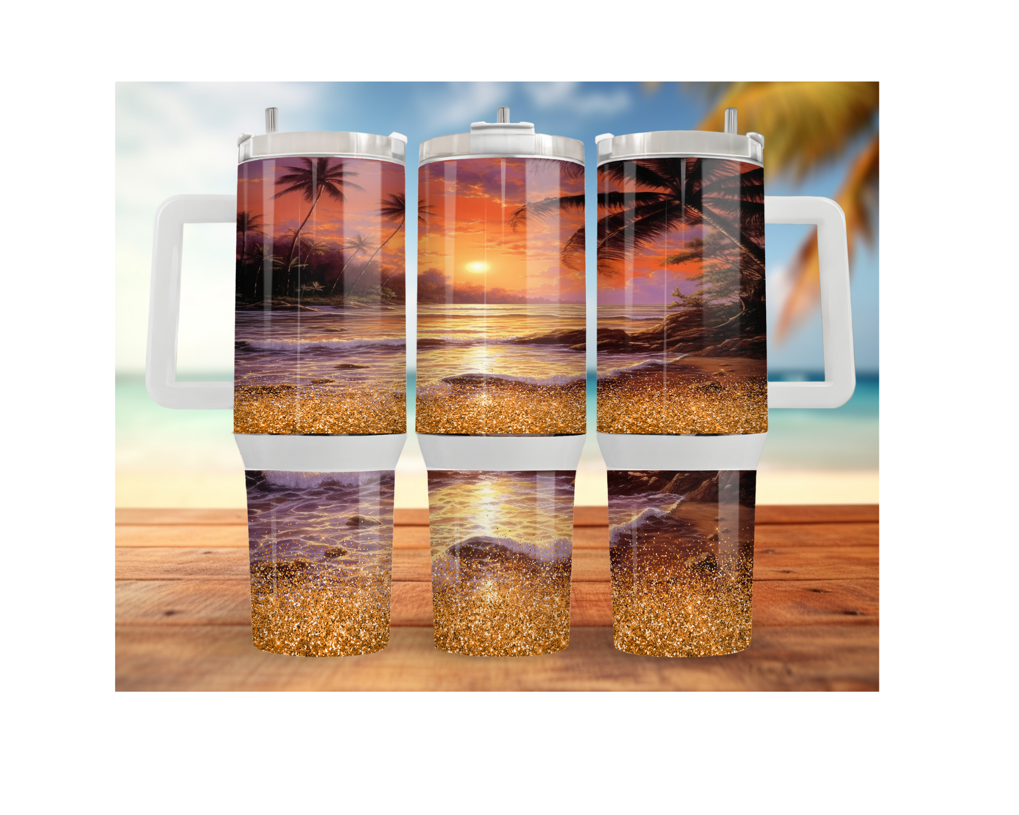 30- and 40-ounce Beachy Bliss Stainless Steel Tumbler.  Multiple Sizes and Images Available.