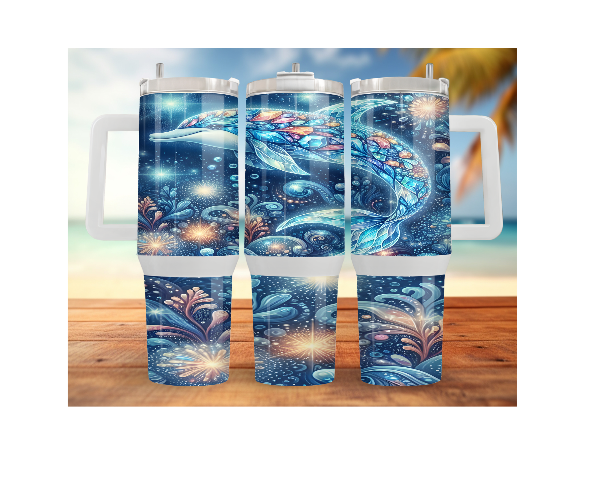 30- and 40-ounce Dolphin Stainless Steel Tumblers. Sip happy with a splash of ocean magic. Multiple Sizes and Images Available.