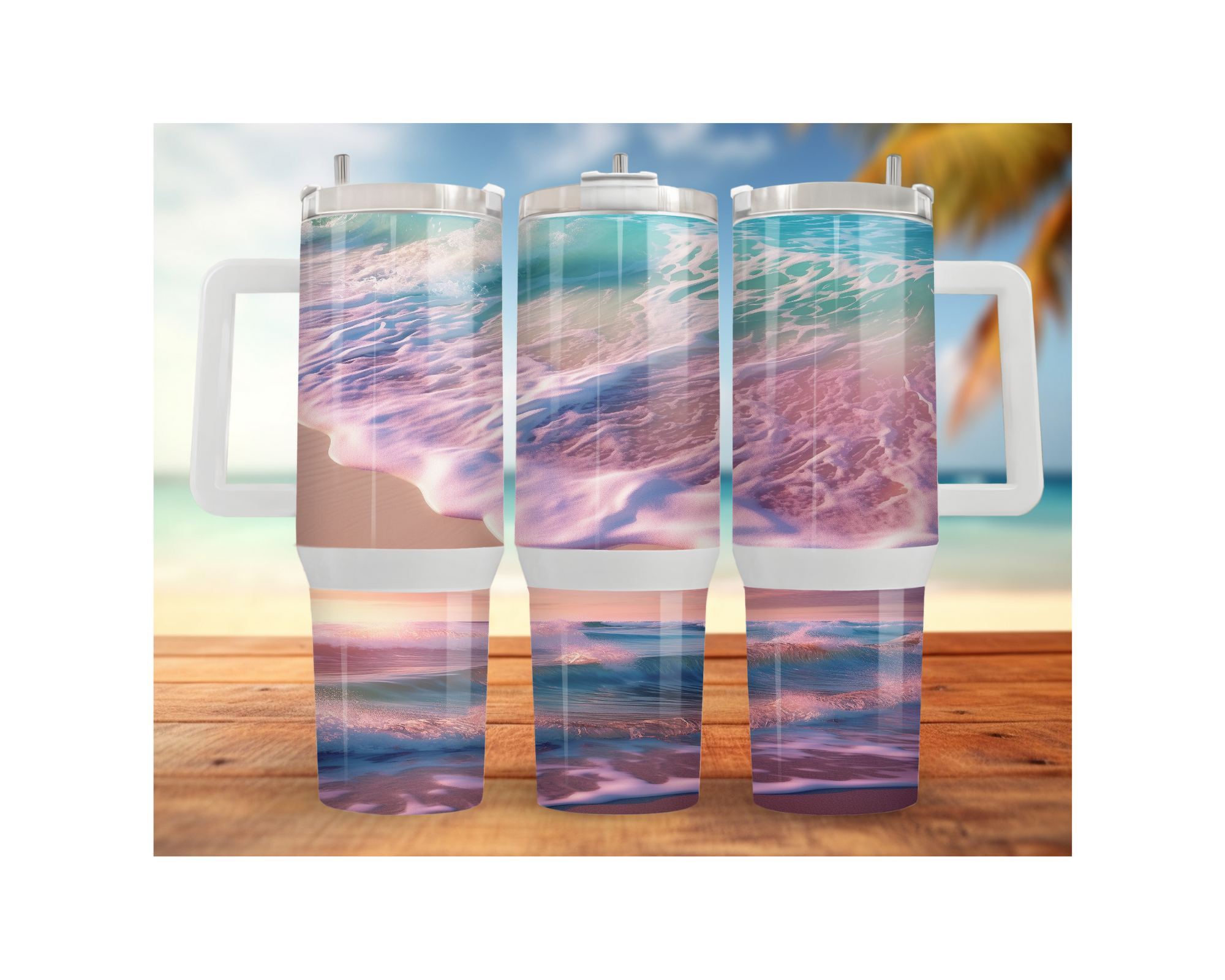 30- and 40-ounce Beachy Bliss Stainless Steel Tumbler.  Multiple Sizes and Images Available.