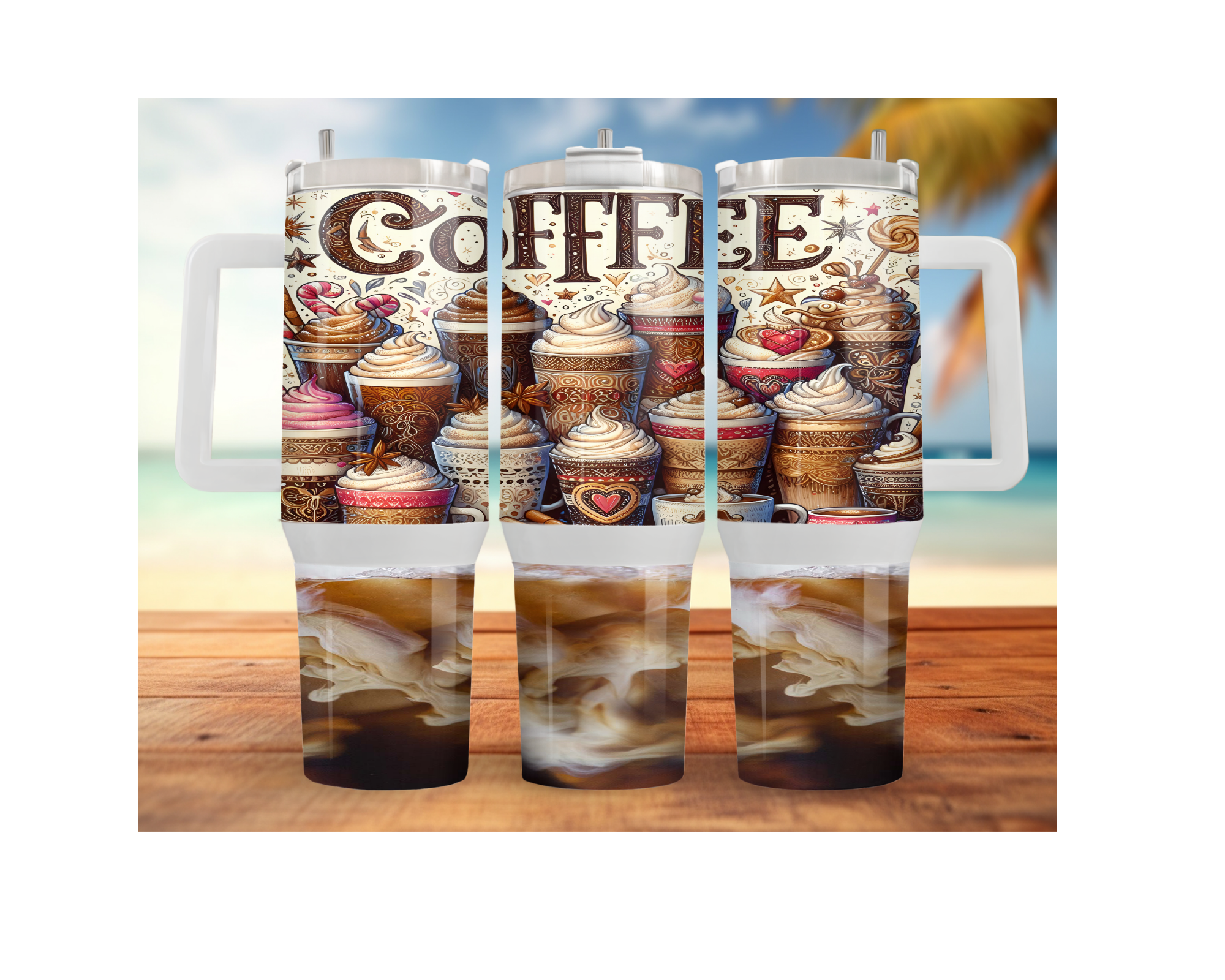 Rise & Grind XL 30 and 40 oz Coffee Themed Stainless-Steel Tumblers. Multiple Sizes and Images Available.