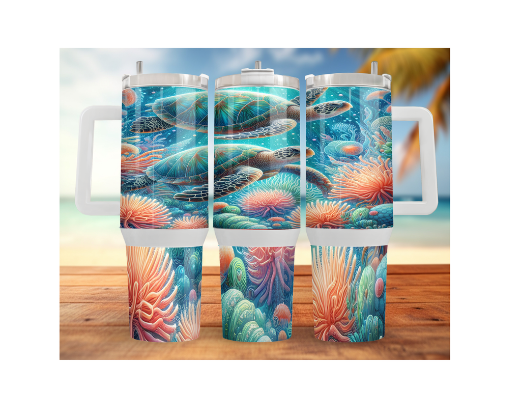 30 and 40 oz Ocean Explorer Sea Turtle Stainless Steel Tumblers. Multiple Sizes and Images Available.