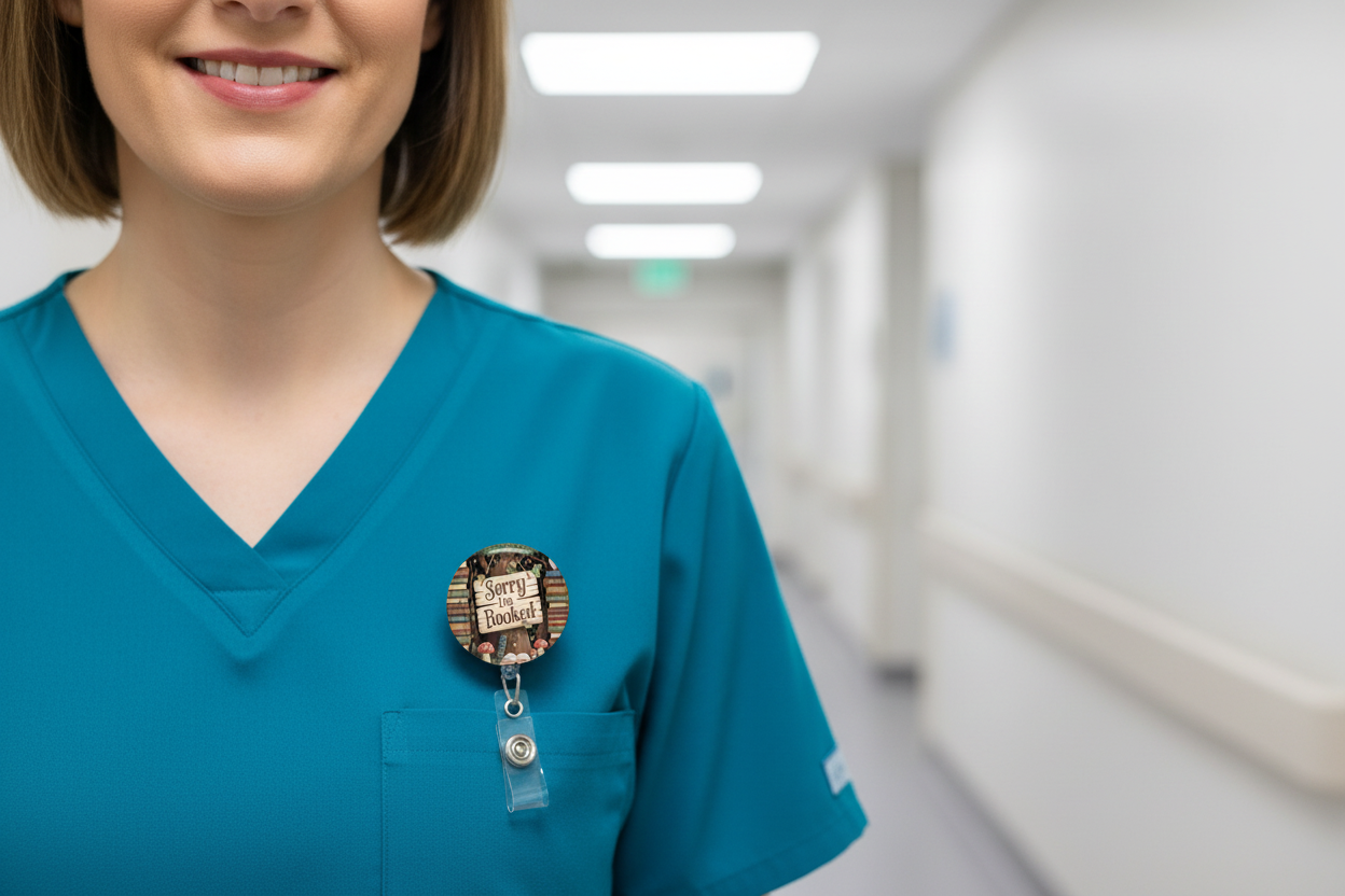 Medical professional wearing Once Upon a Badge Pull