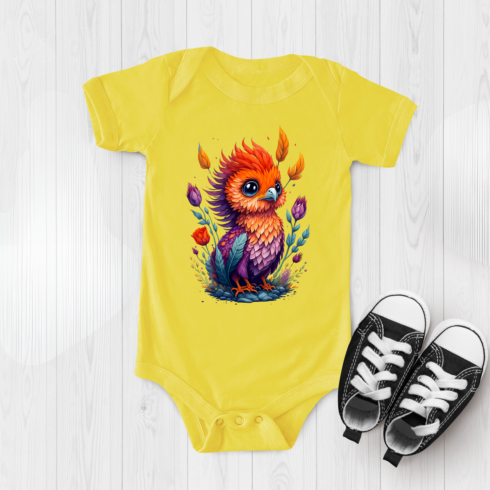 Baby Phoenix Onesie - Infant Fire Bird Bodysuit