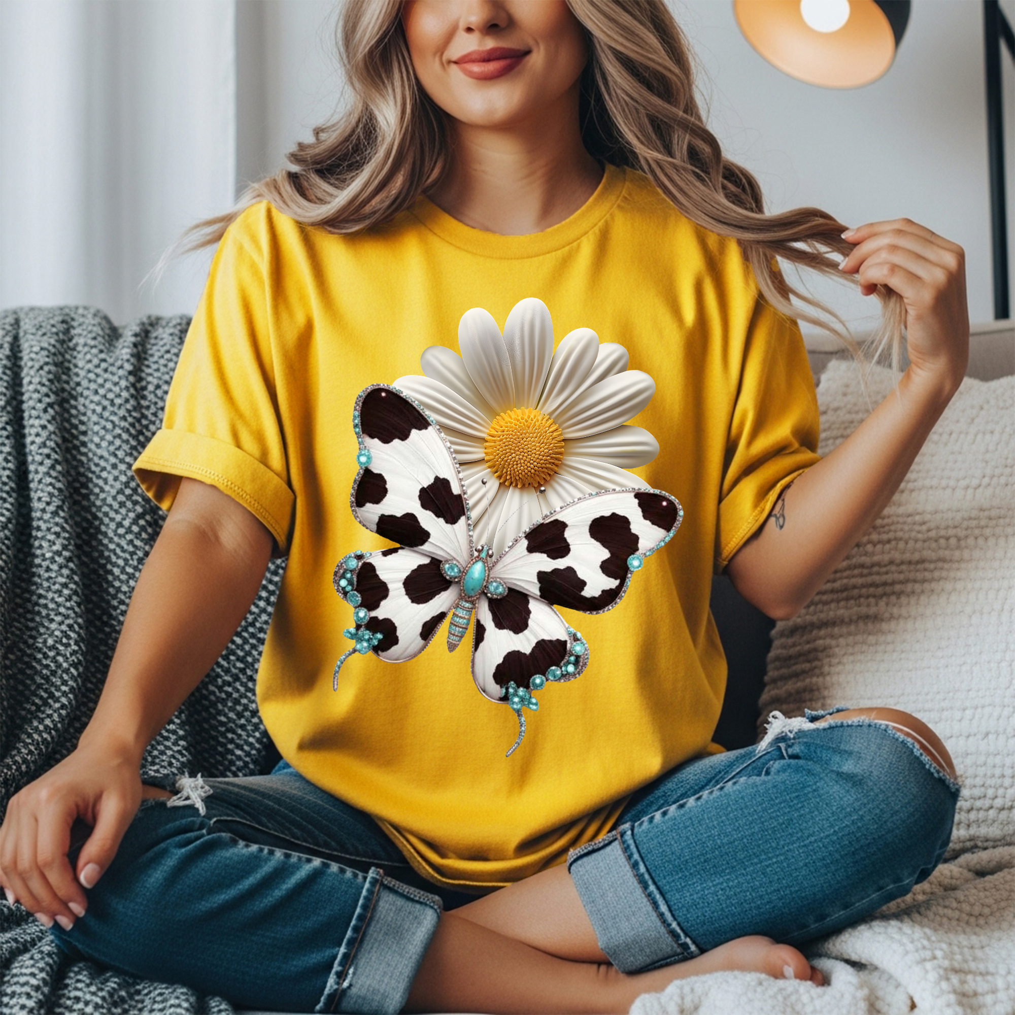 Cow Print Butterfly Tee