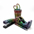 Rainbow Cheetah print Glitter Desk Accessories